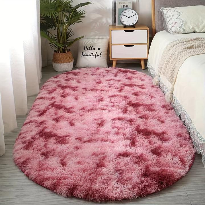 Plush Oval Rug – Mjuk och stilren matta för sovrum och vardagsrumsdekoration