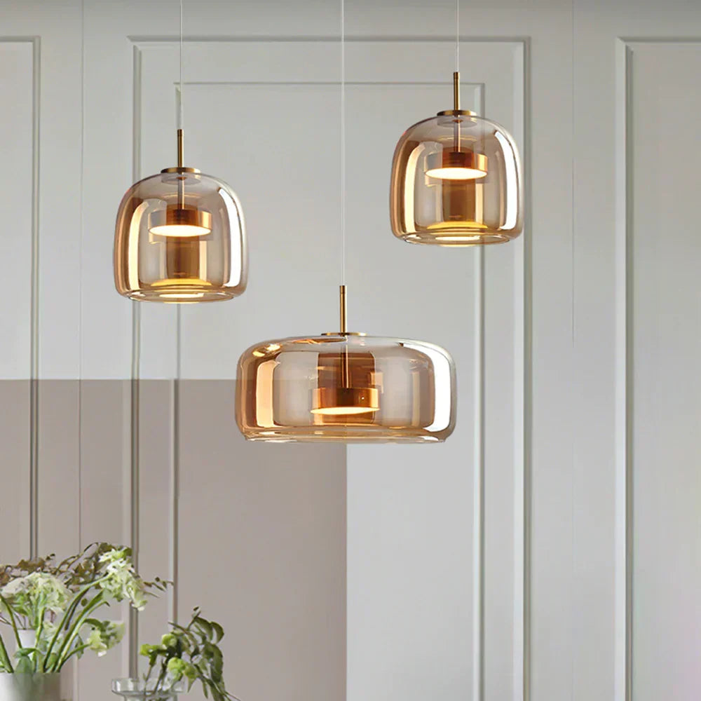 Pendellampa Glas LED Modern Takarmatur