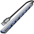 7-Portars USB-Hub i Aluminium – USB 3.2 Snabbladdning & Plug-and-Play Funktion