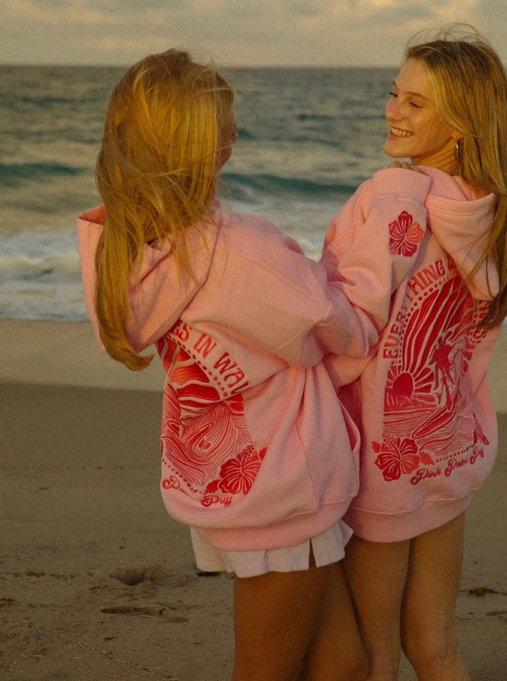Pink palm - Hoodie med tropisk grafik