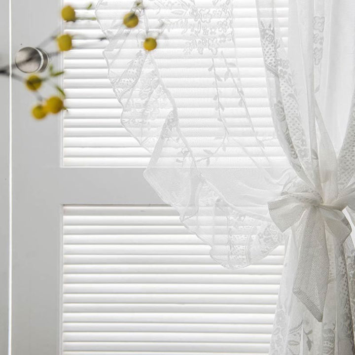 Ruffle Lace Gardin Hål-Ut Transparenta Gardiner