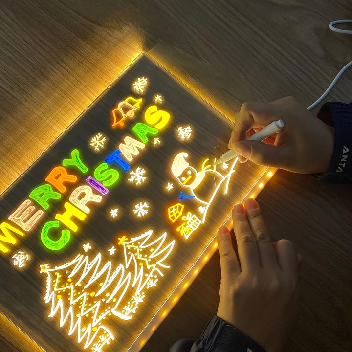 RoyaleGlow USB LED Noteringsbräda med 12 Färgpennor - Glödande Meddelandebräda för Kontor &amp; Hem