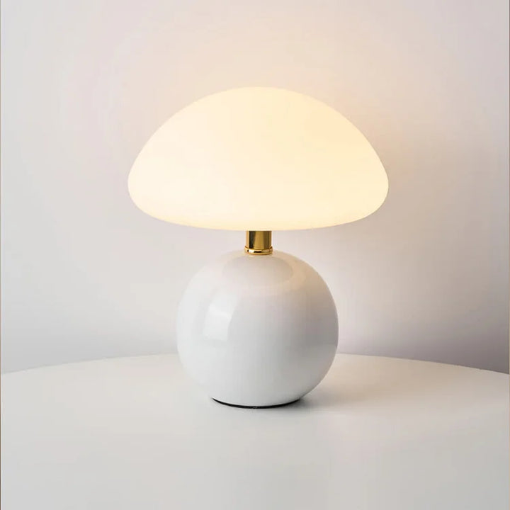 Bordslampa kräm keramik LED svampdesign