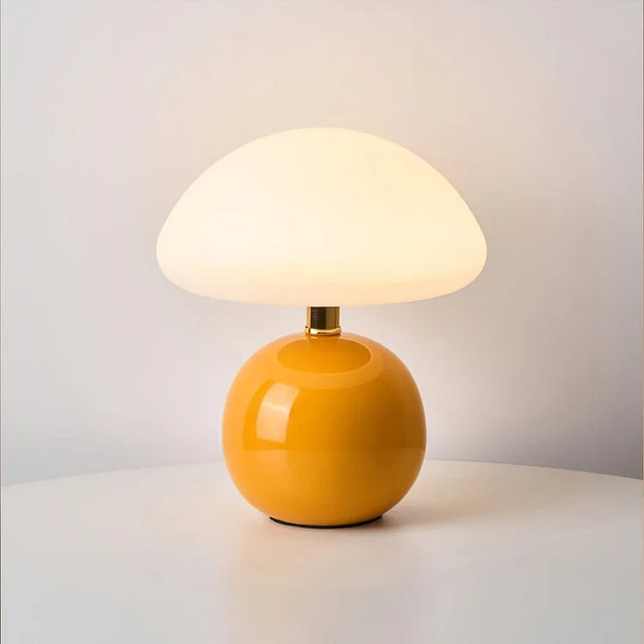 Bordslampa kräm keramik LED svampdesign
