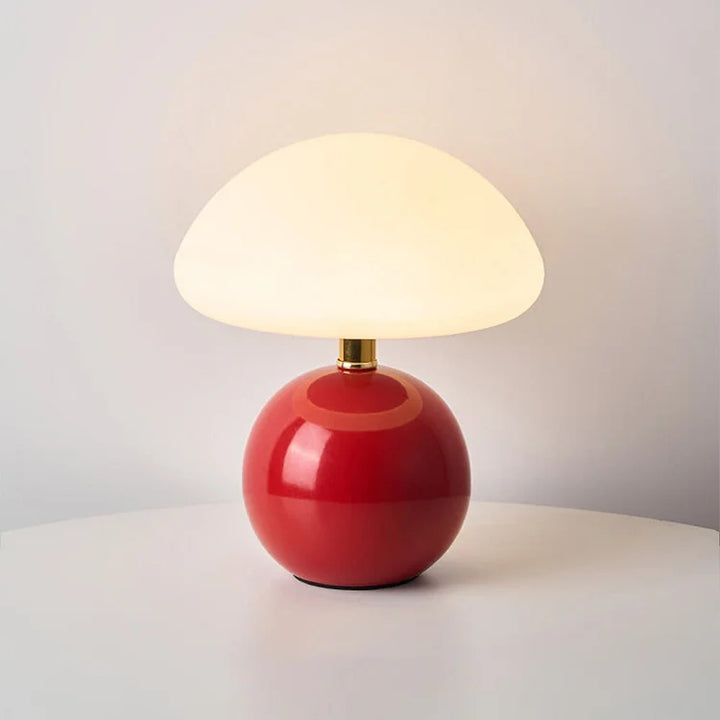 Bordslampa kräm keramik LED svampdesign