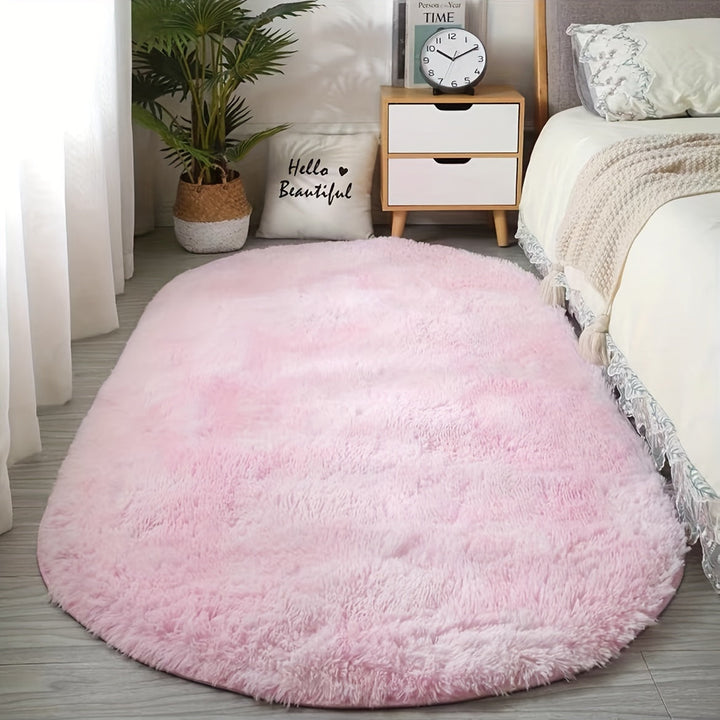 Plush Oval Rug – Mjuk och stilren matta för sovrum och vardagsrumsdekoration