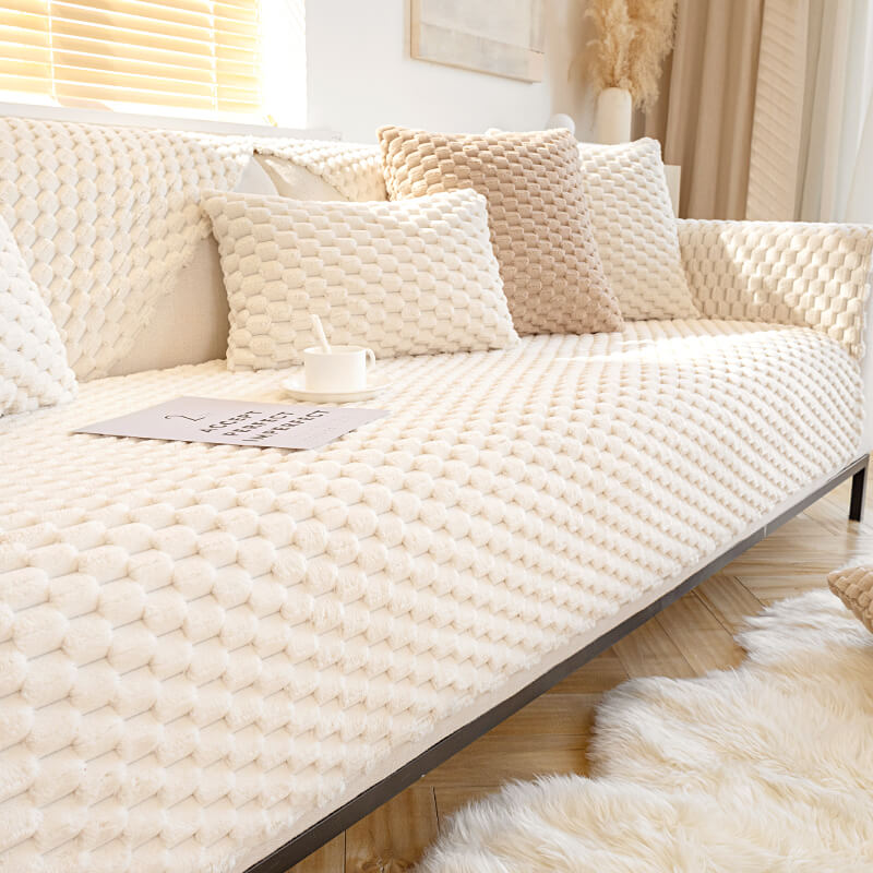 Honeycomb Plush Tjocknon-slip Sofföverdrag för Husdjur