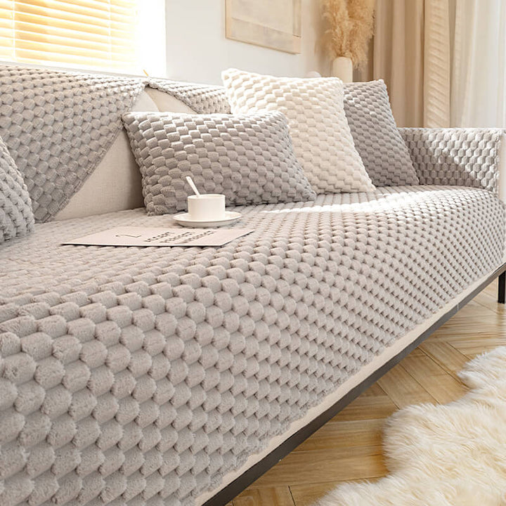 Honeycomb Plush Tjocknon-slip Sofföverdrag för Husdjur