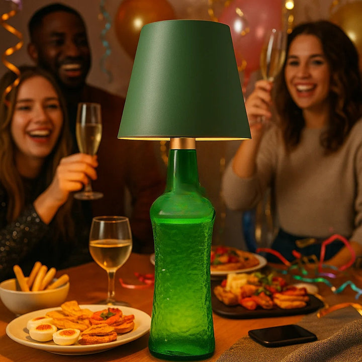 Flasklampa Metallbordslampa