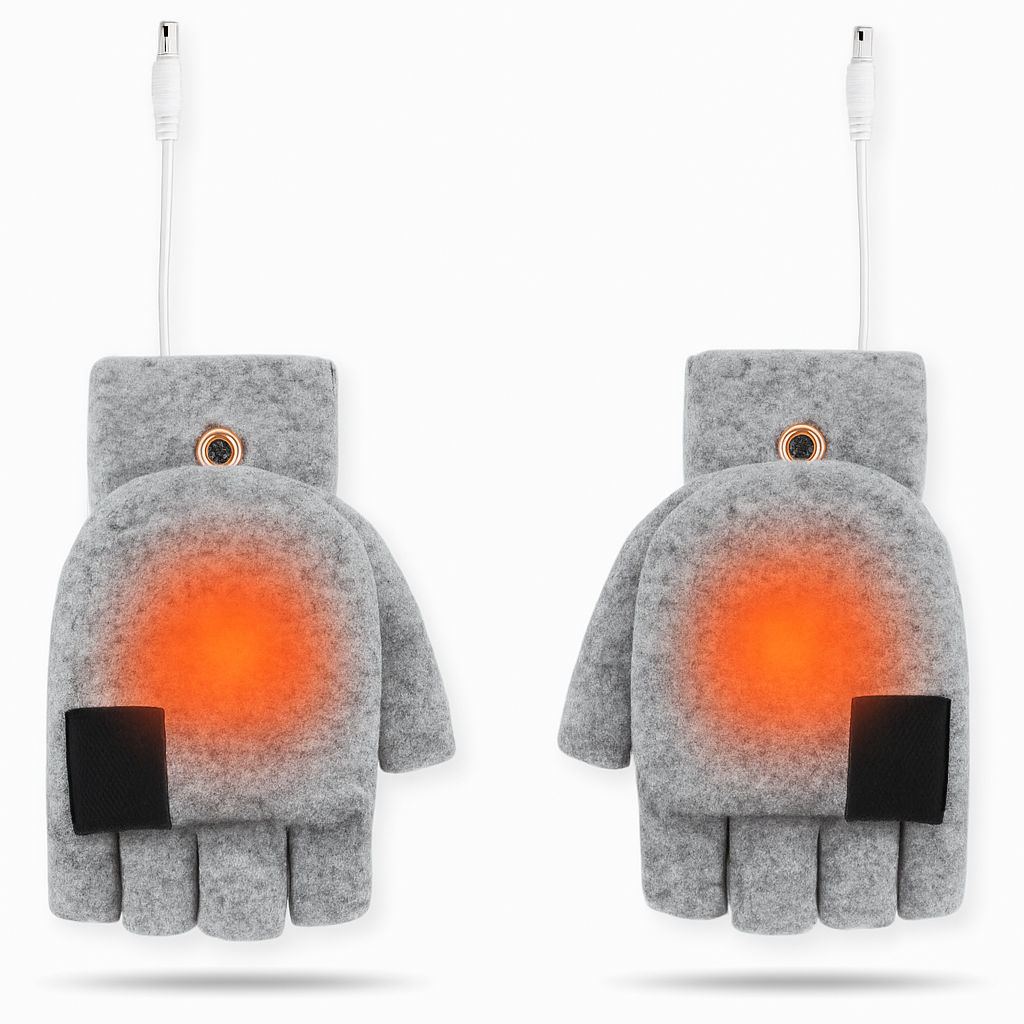 Uppvärmda vinter stickade fingervantar