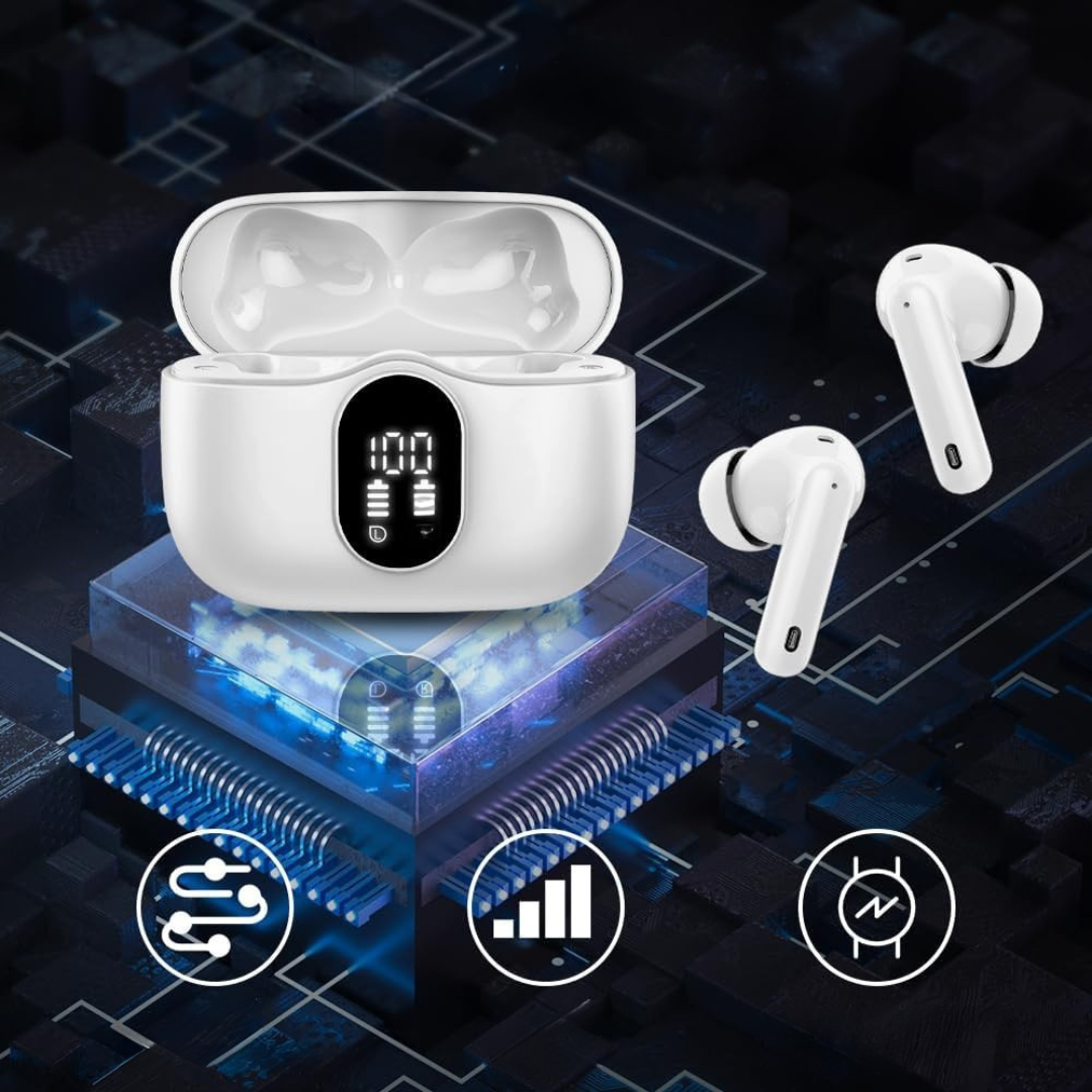 Trådlösa Bluetooth hörlurar med brusreducering öronsnäckor