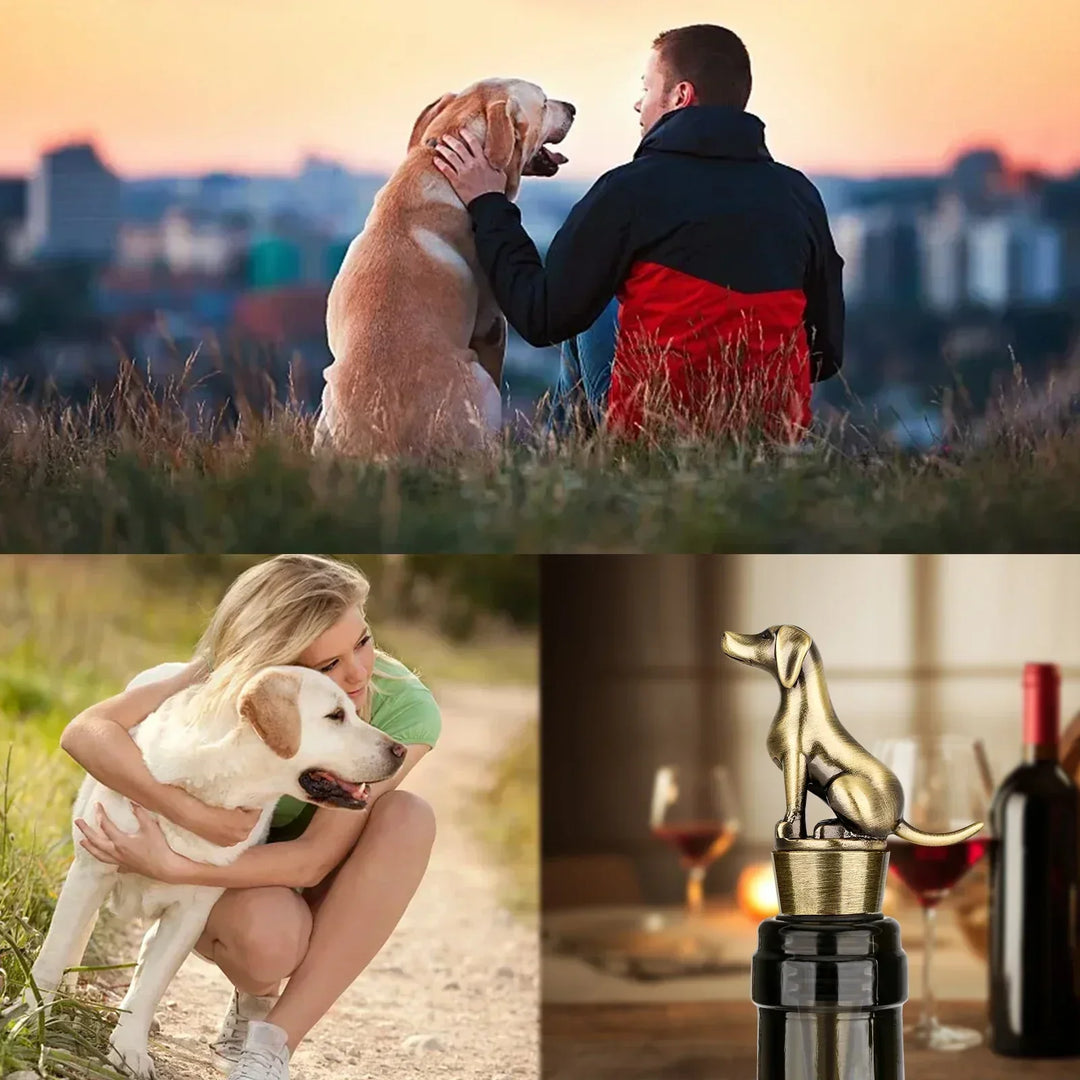 Carvallo Vinpropp Hund | Lufttät &amp; Återanvändbar | Dekorativ &amp; Presentfärdig | För Standardflaskor