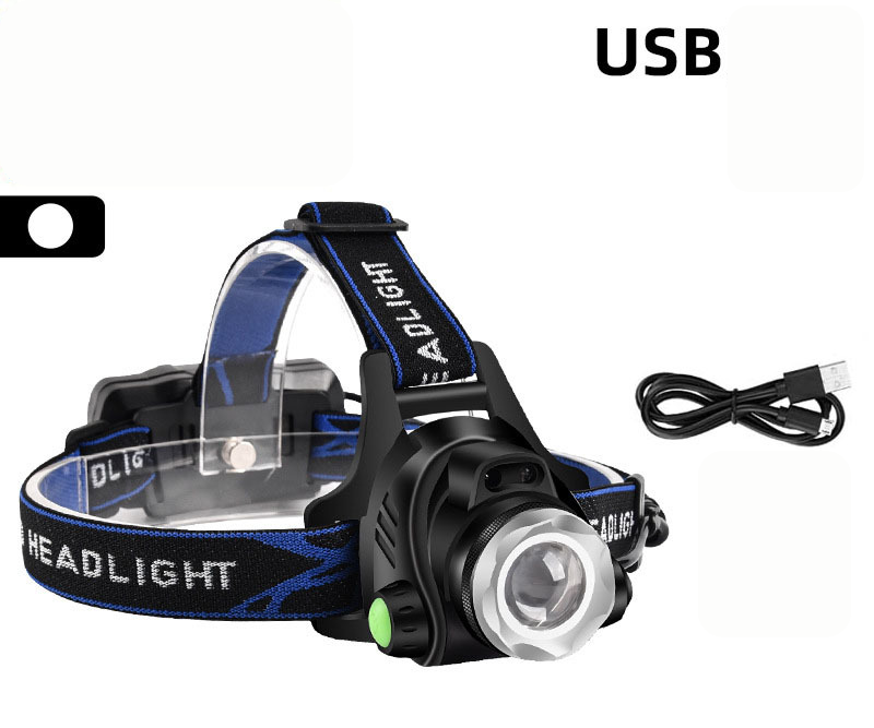 LED Huvudlampa med Zoom och Uppladdningsbart Batteri