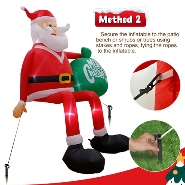 Royaleva Giant 8FT LED Klättrande Santa Uppblåsbar Premium Utomhus Juldekoration