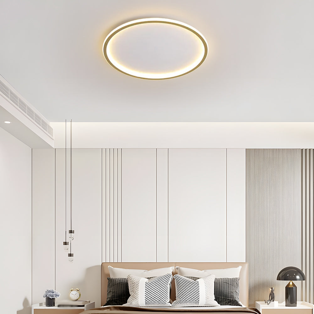Ultra-tunn modern taklampa | Flush Mount LED för låga tak | Rund &amp; dimbar