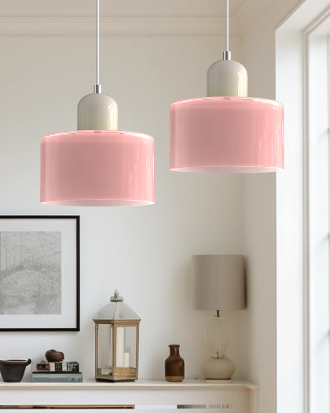 Formiva Pendel Lampa | Retro Modern Glas Skärm | Ambient E26 Belysning | Hårdkopplad Takarmatur