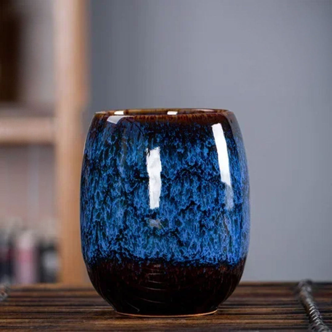 Marmor Keramisk Kaffe Mugg | 10oz med Guldhandtag | Elegant Virveldesign