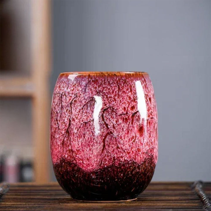 Marmor Keramisk Kaffe Mugg | 10oz med Guldhandtag | Elegant Virveldesign