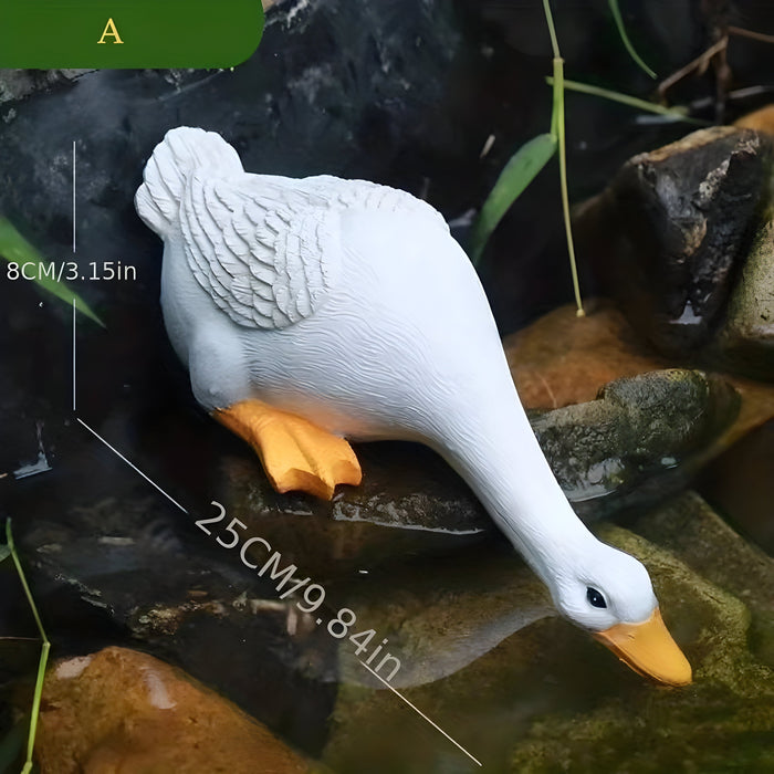 PuddlePals Skulptur – Lantstil Anka & Gås Figur
