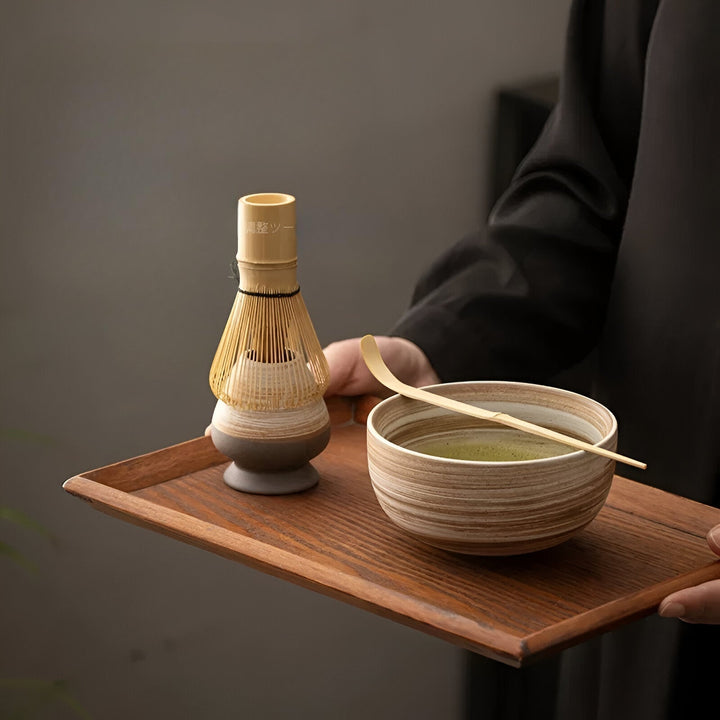 Matcha Te-set – 4-delar med bambuvisp | För traditionell teceremoni