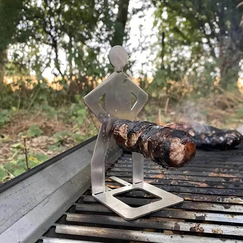 Sausbro - Bärbar korvhållare i rostfritt stål för camping, grill och picknick 5st