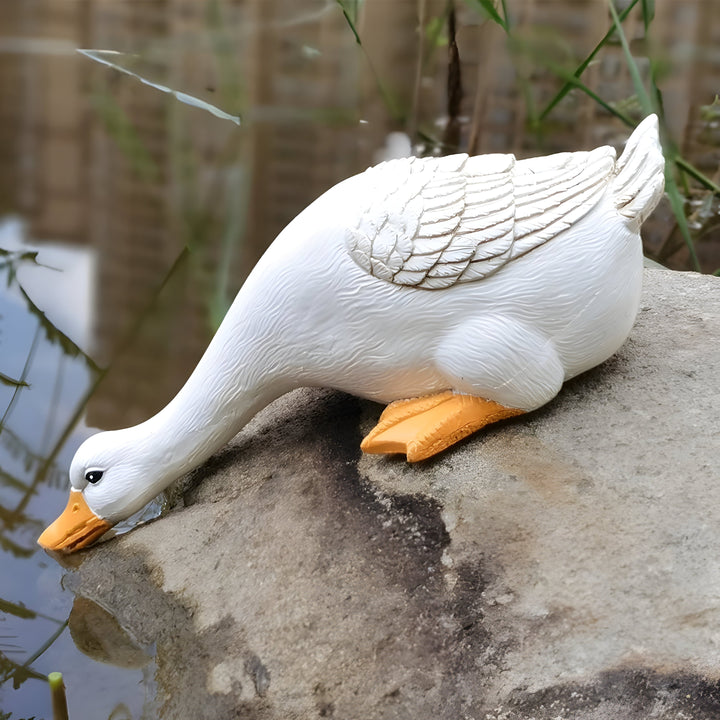 PuddlePals Skulptur – Lantstil Anka &amp; Gås Figur