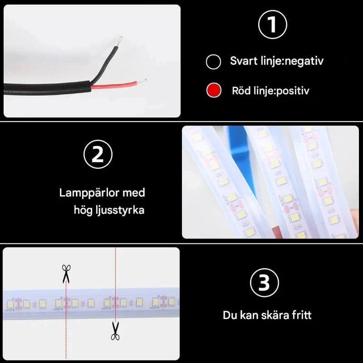 GlowTail - LED DRL Huvlist för Bil | 150cm Sekventiellt Ljusband med Vattentålig Design