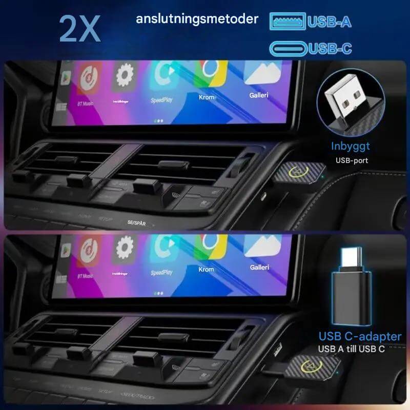 CarloBox – Trådlös CarPlay &amp; Android Auto Adapter | Enkel Plug &amp; Play för en Sladdfri Bilupplevelse