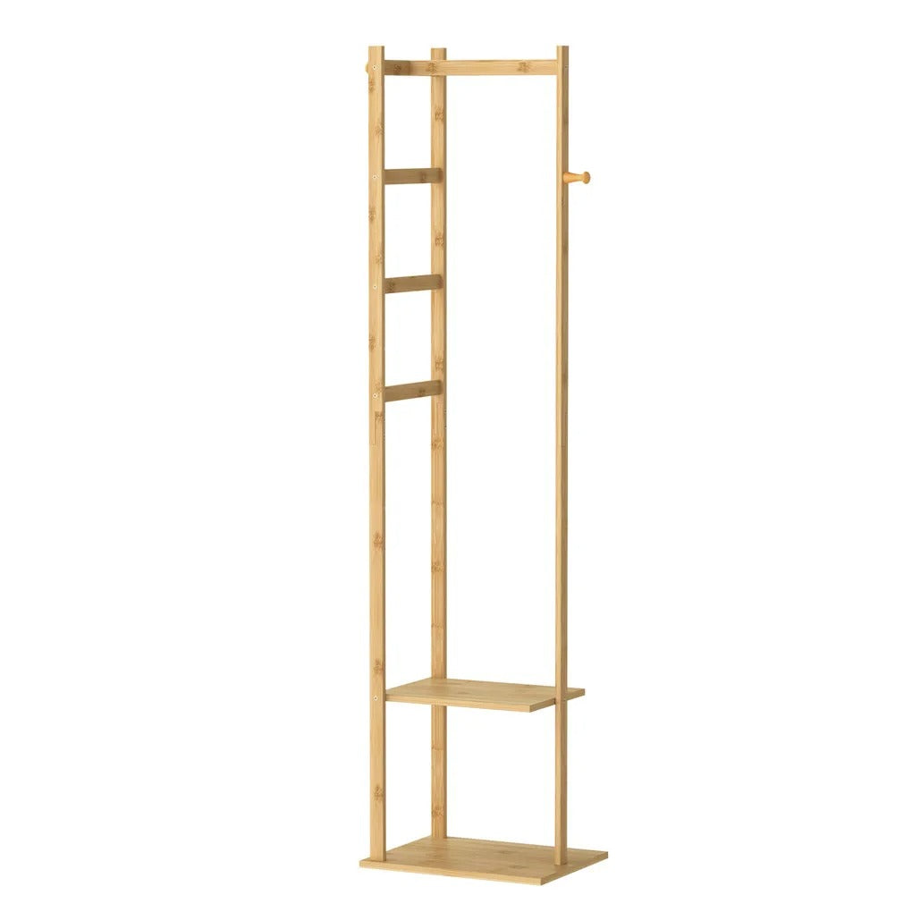 HarmonyWood Rack - Bambu-hörneregale med krokar och hyllor