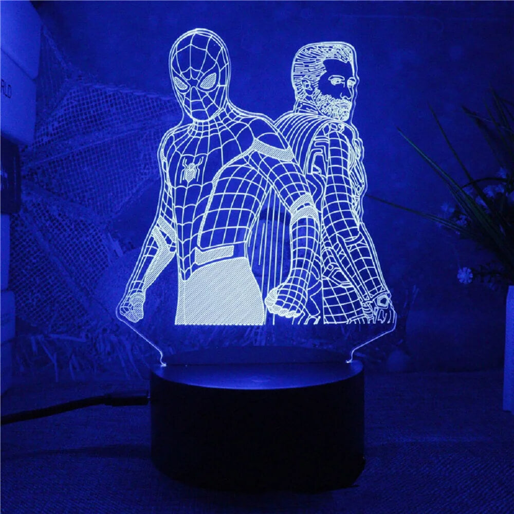 3D Superhjälte LED Nattlampa med Fjärrkontroll | 16 Färger &amp; Touch – USB &amp; Batteridriven Akryllampa för Barn &amp; Gamingrum