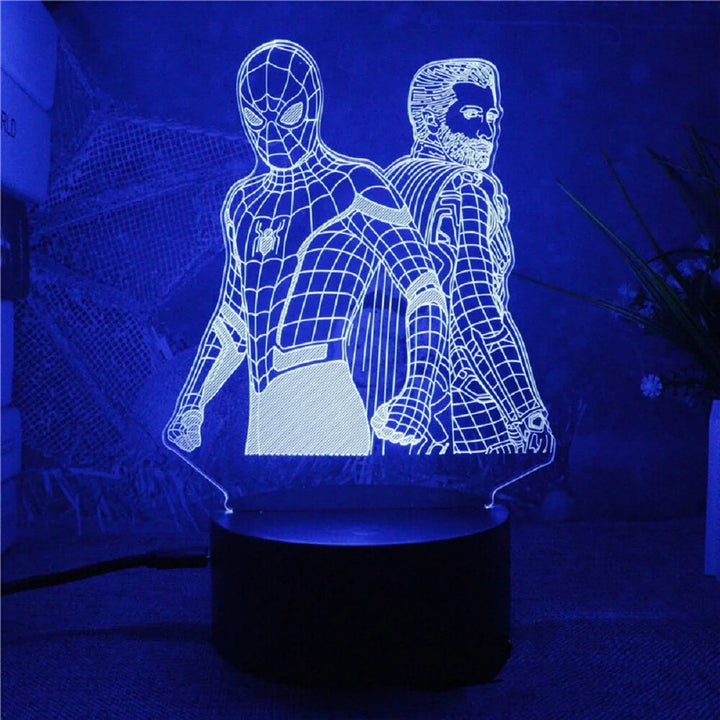 3D Superhjälte LED Nattlampa med Fjärrkontroll | 16 Färger &amp; Touch – USB &amp; Batteridriven Akryllampa för Barn &amp; Gamingrum