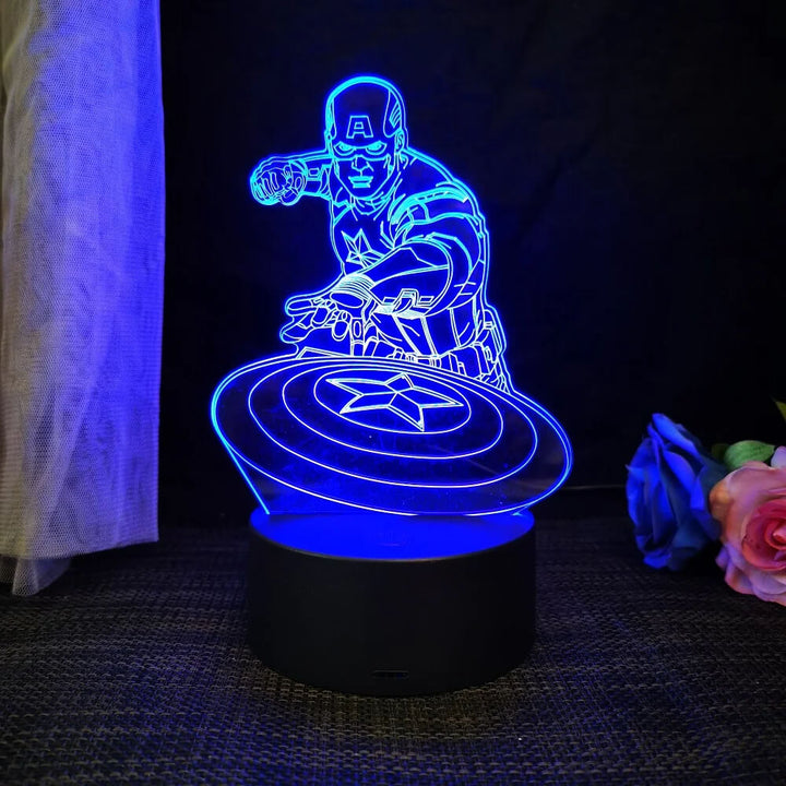 3D Superhjälte LED Nattlampa med Fjärrkontroll | 16 Färger &amp; Touch – USB &amp; Batteridriven Akryllampa för Barn &amp; Gamingrum