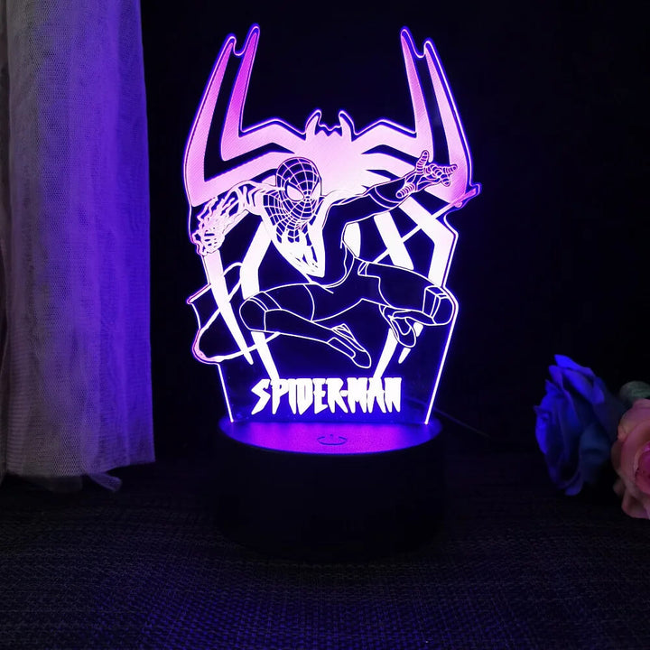 3D Superhjälte LED Nattlampa med Fjärrkontroll | 16 Färger &amp; Touch – USB &amp; Batteridriven Akryllampa för Barn &amp; Gamingrum