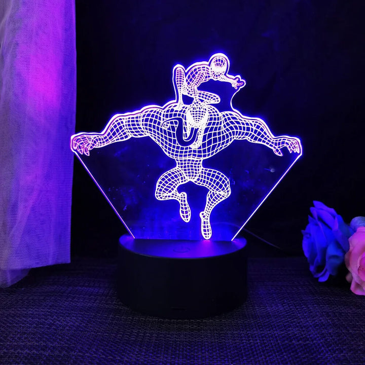 3D Superhjälte LED Nattlampa med Fjärrkontroll | 16 Färger &amp; Touch – USB &amp; Batteridriven Akryllampa för Barn &amp; Gamingrum