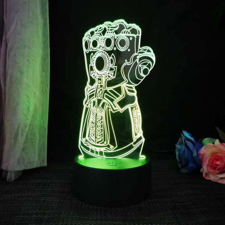 3D Superhjälte LED Nattlampa med Fjärrkontroll | 16 Färger &amp; Touch – USB &amp; Batteridriven Akryllampa för Barn &amp; Gamingrum