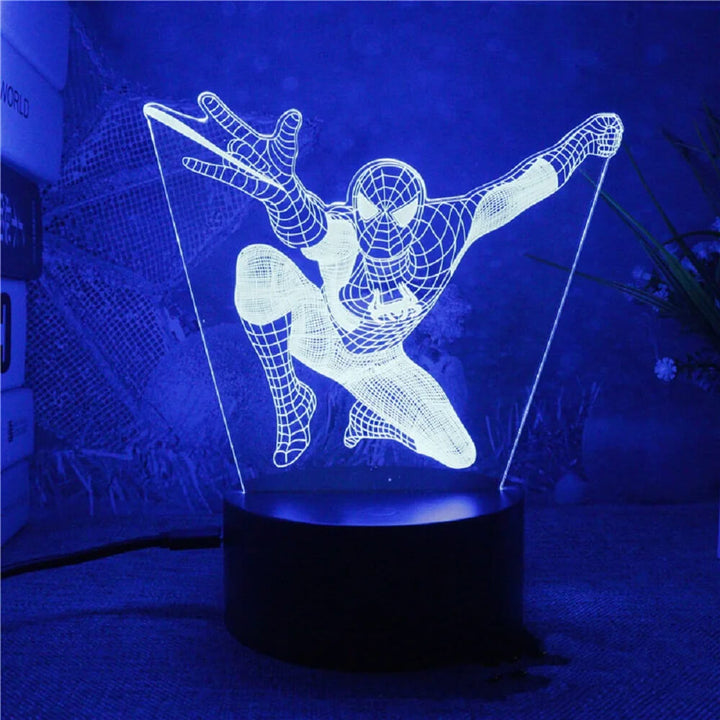 3D Superhjälte LED Nattlampa med Fjärrkontroll | 16 Färger &amp; Touch – USB &amp; Batteridriven Akryllampa för Barn &amp; Gamingrum