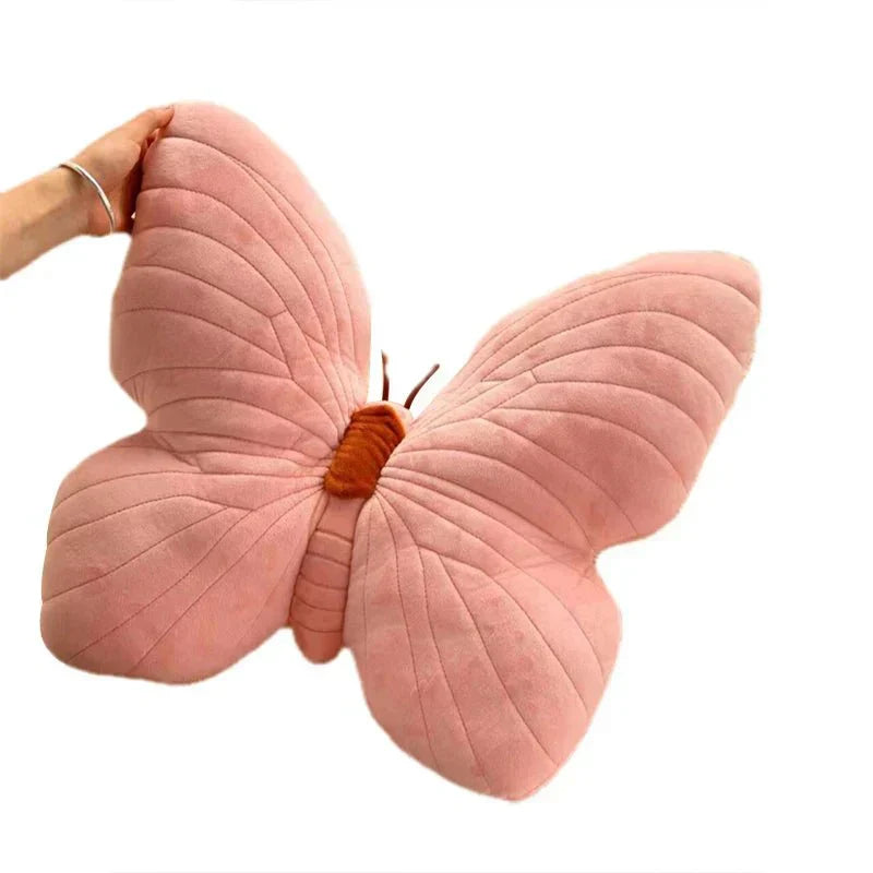 Rosa Plysch Fjäril Kudde Pad för Soffa och Sovrum