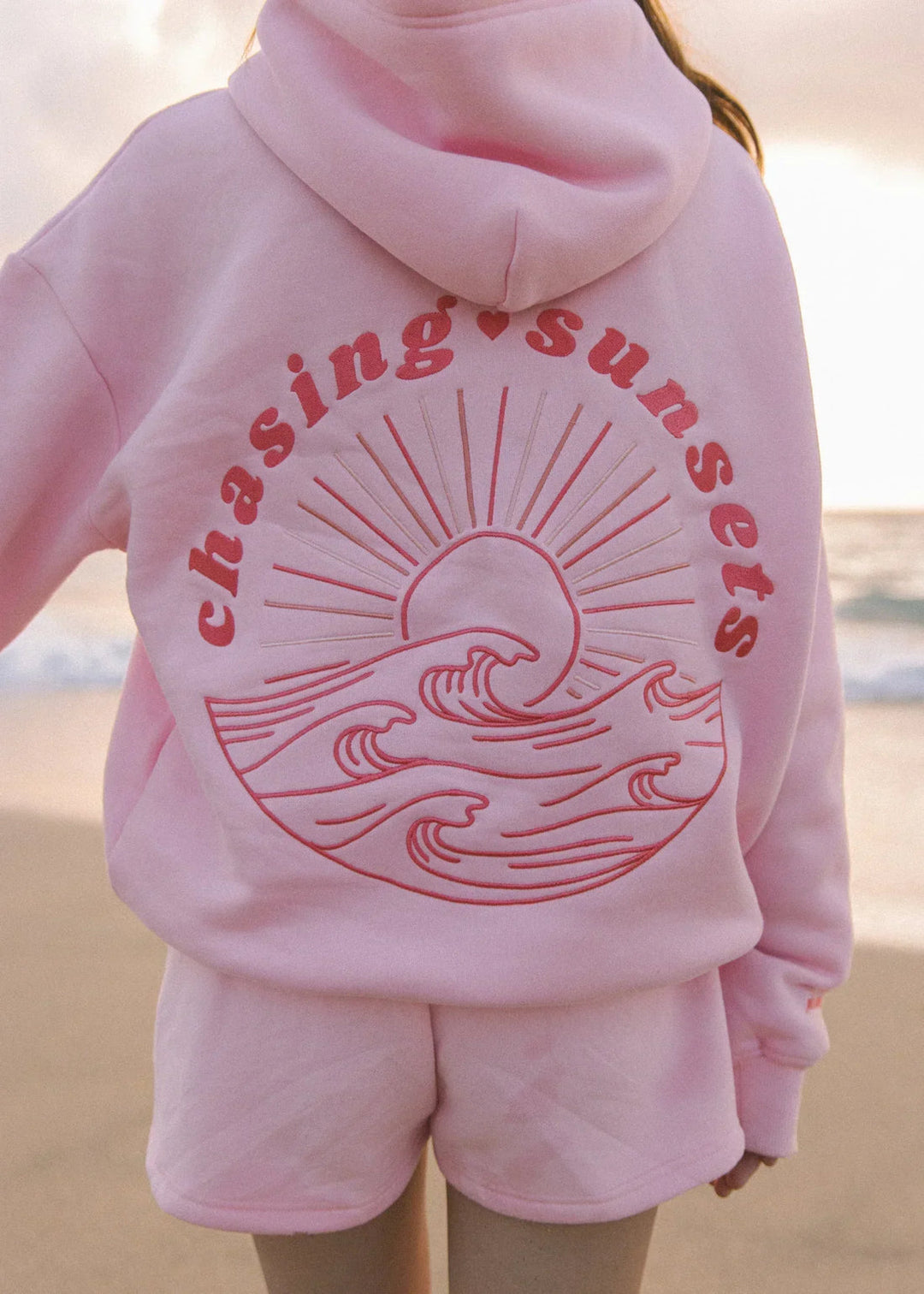 Pink palm - Hoodie med tropisk grafik