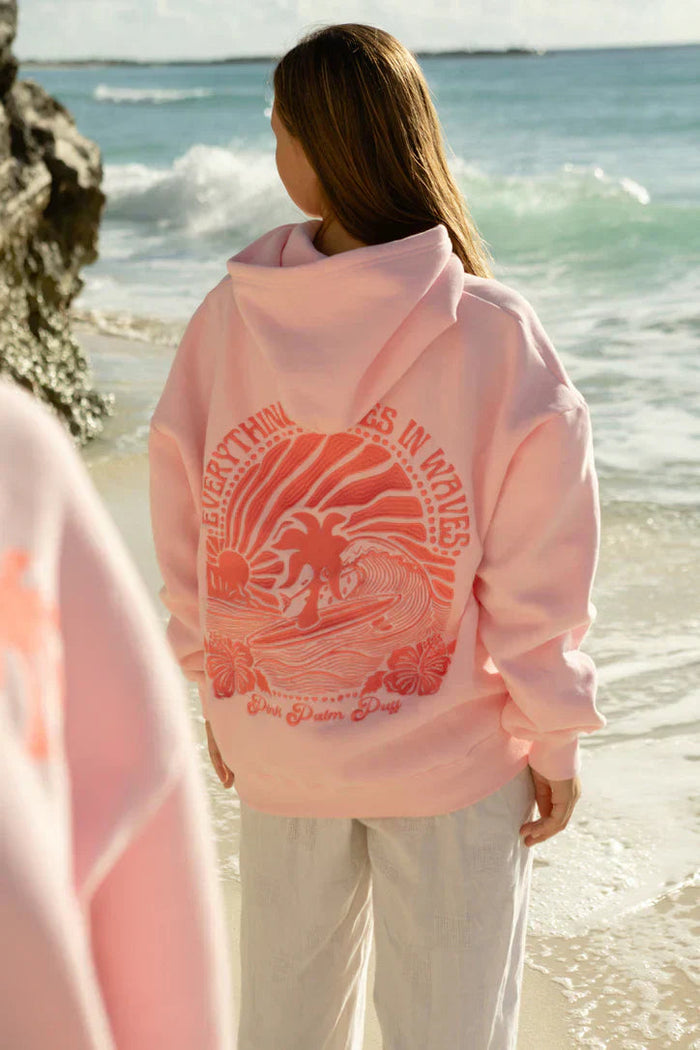 Pink palm - Hoodie med tropisk grafik