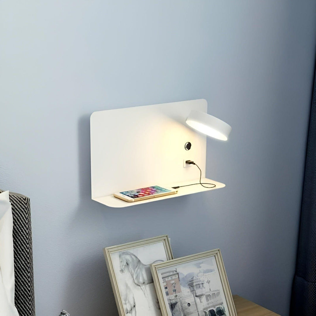 LED-vägglampa med USB-laddfunktion – Mjukt, Varmt Ljus med På-/Av-knapp