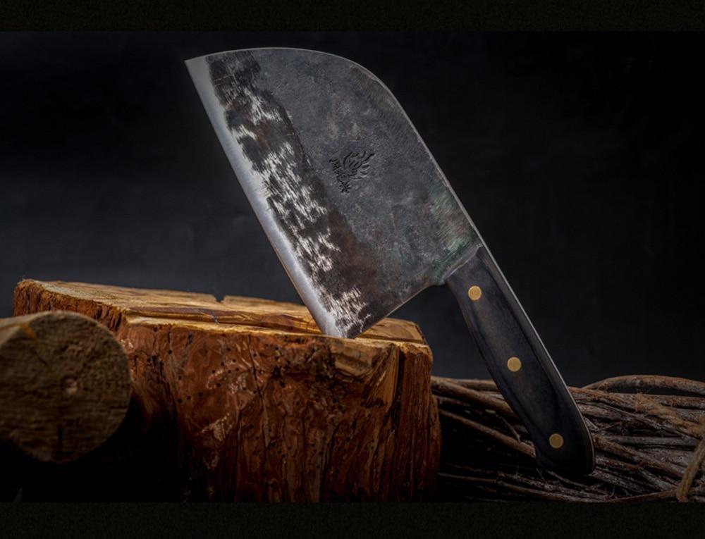 Handsmidd kolstål kockkniv