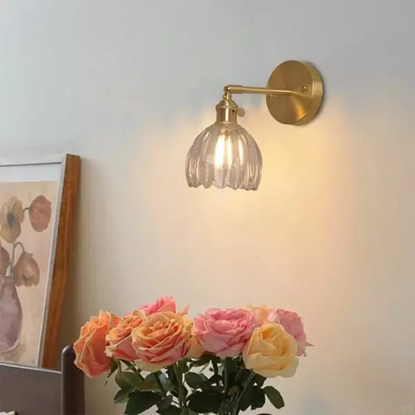 Vägglampa Vintage Glas Mässing Sconces