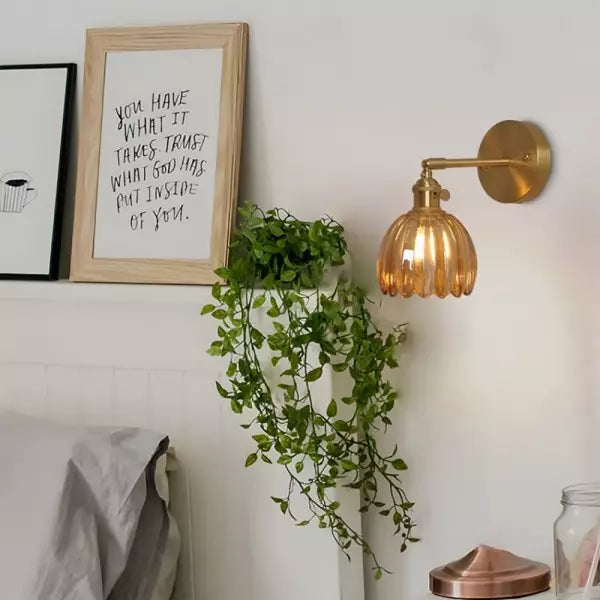 Vägglampa Vintage Glas Mässing Sconces