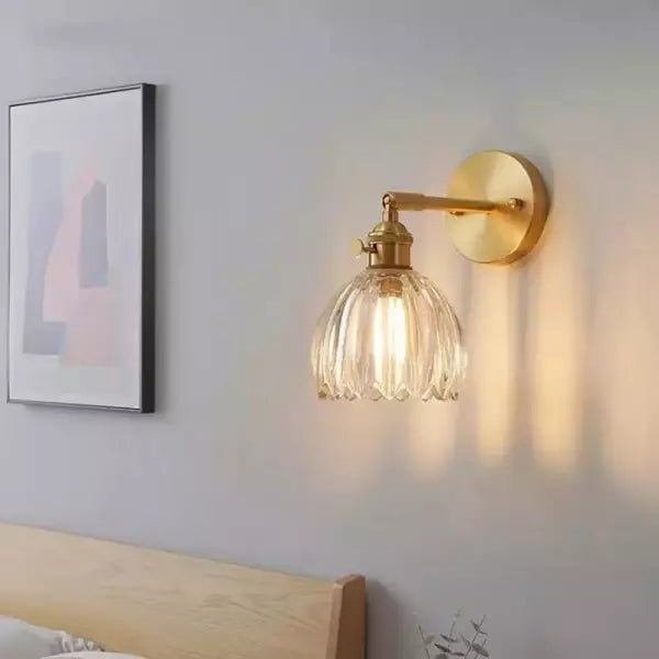 Vägglampa Vintage Glas Mässing Sconces