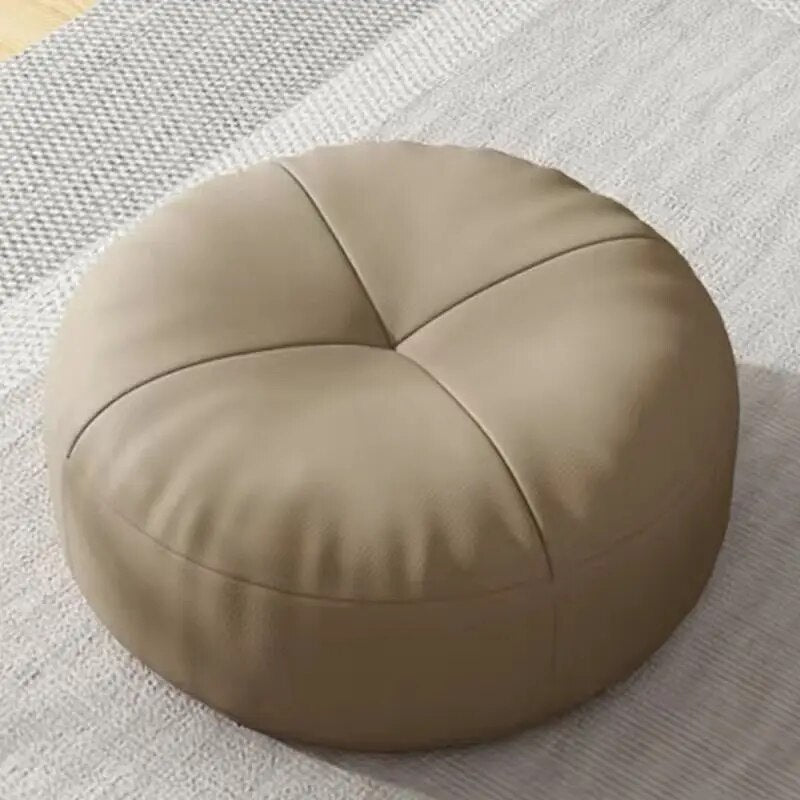 Enkel japansk stil nappa läder golvkudde rund