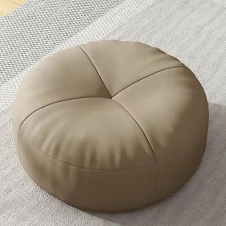 Enkel japansk stil nappa läder golvkudde rund