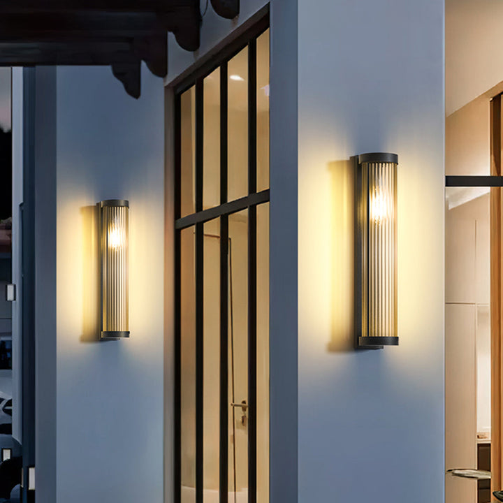 Cylindrisk Metal och Glas Solenergidriven Vägglampa