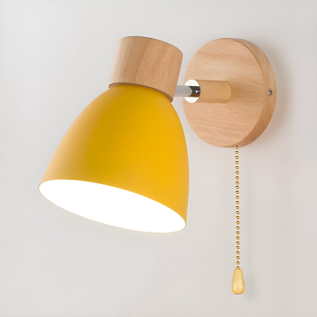 Nordisk Träväggslampa | Kompakt E27-lampa med strömbrytare | Naturligt trä