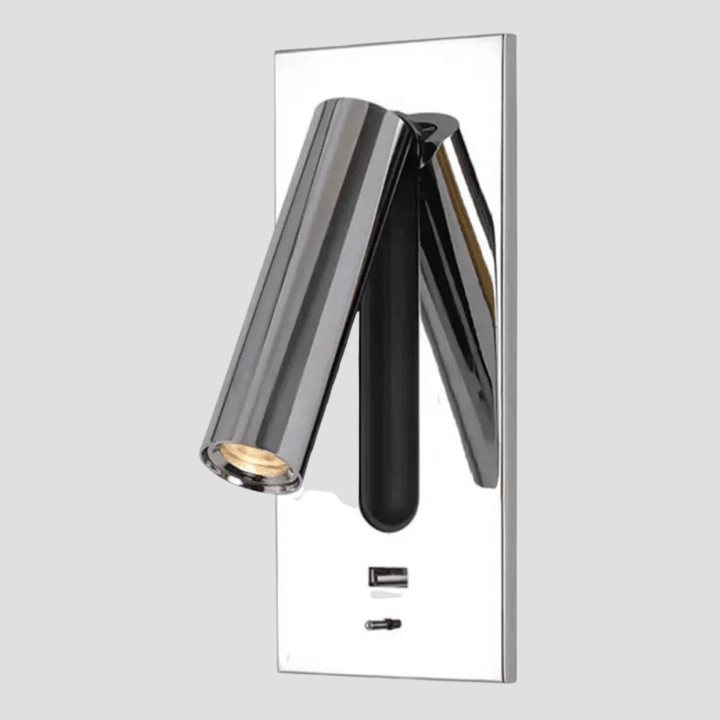 Justerbar USB-laddningsvägglampa med 350° rotation – Modern vägglampa för nattduksbord och hotellanvändning