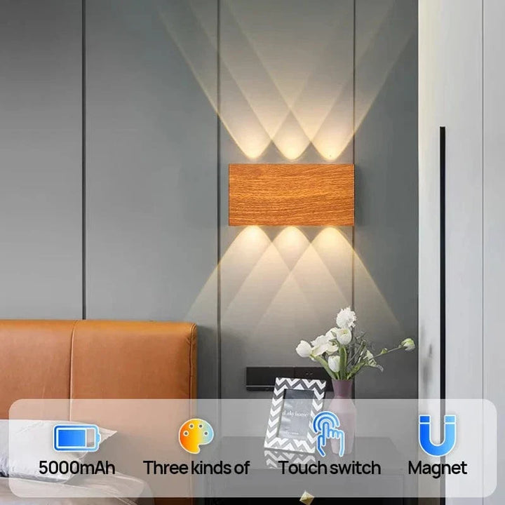 Trådlös LED-vägglampa med touchkontroll – Uppladdningsbar - Dimbar - Minimalistisk design - Tre färgtemperaturer - Inomhusbruk